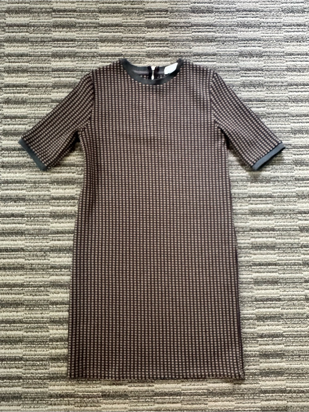 Zara Black and Brown Short-Sleeve Mini Shift Dress